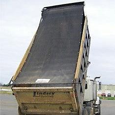 11oz HD Black Mesh Tarp Installed on a Dump Truck.