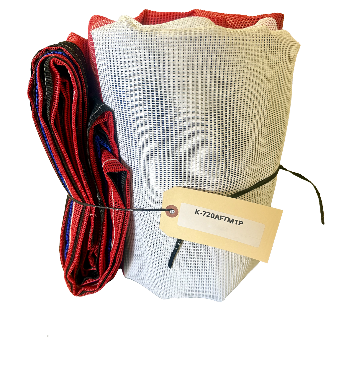 American Flag Tarp rolled and tagged prior to being shipped to the customer