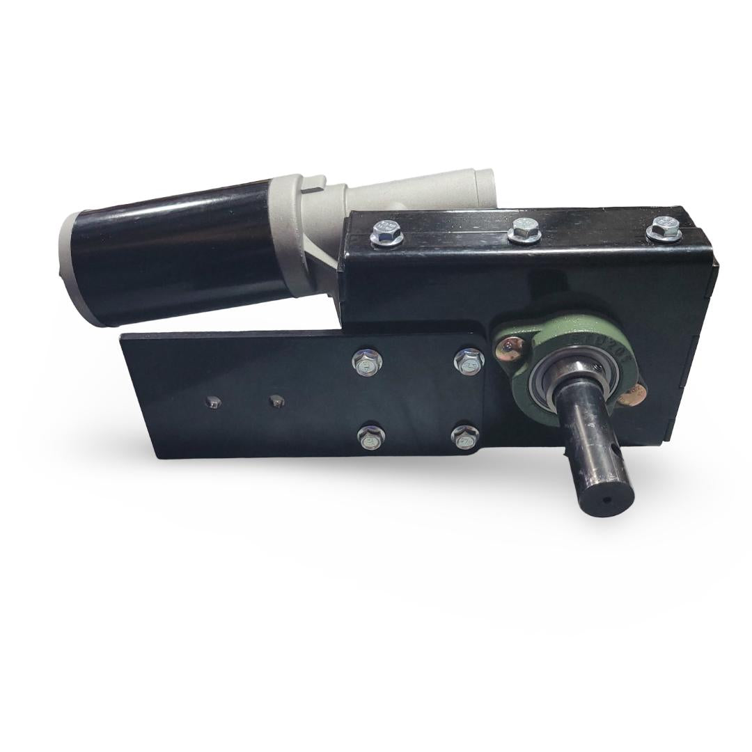 Mechanical component with black and silver design on a white background