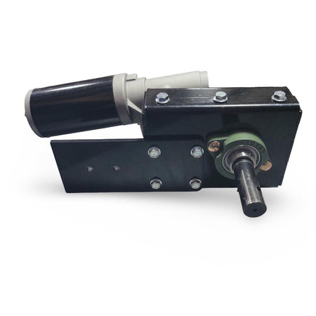 Mechanical component with black and silver design on a white background