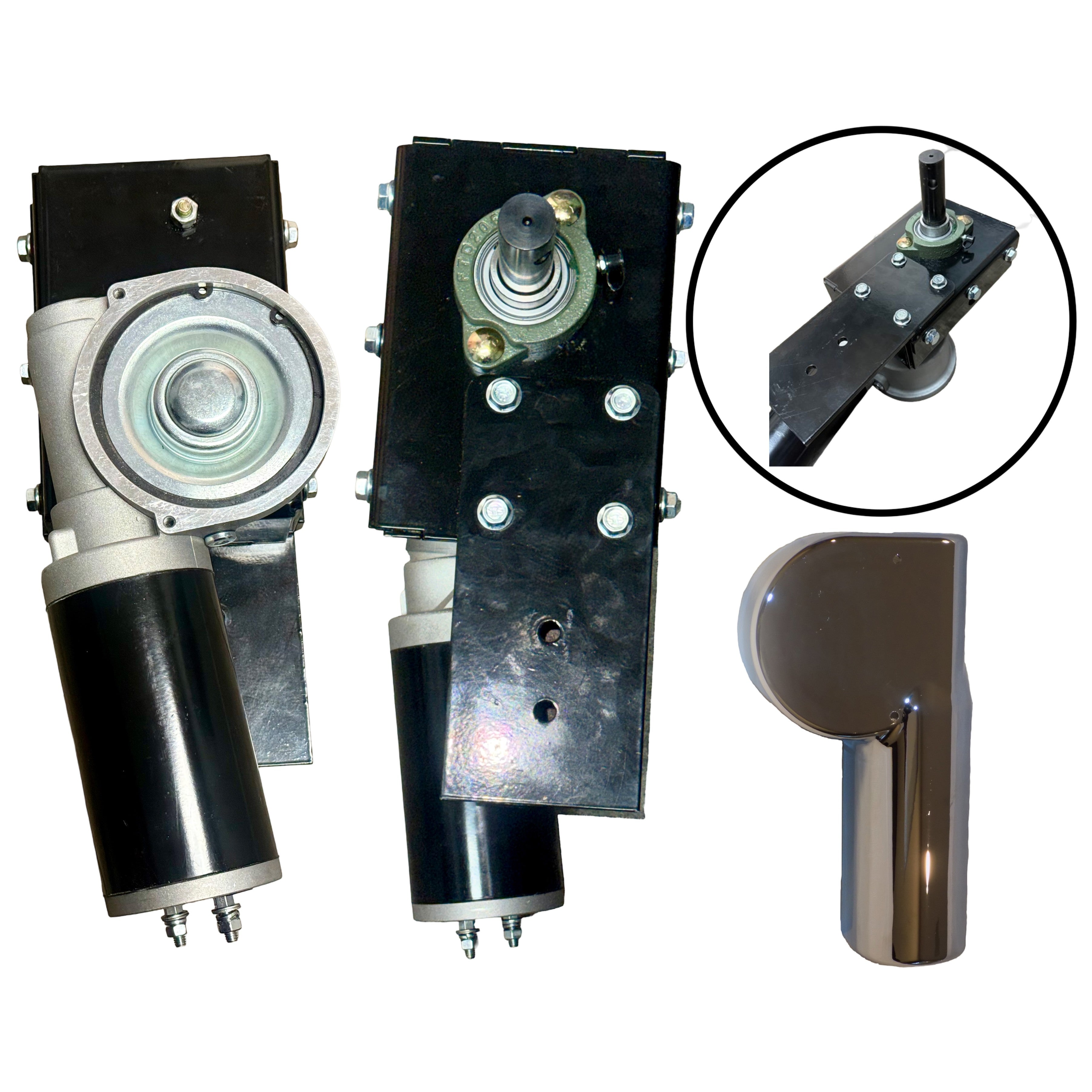 Mechanical components on a white background with an inset showing a close-up detail.