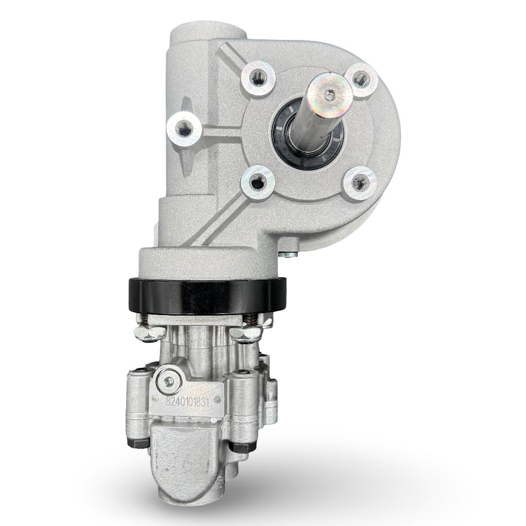 Hydraulic tarp motor on a white background