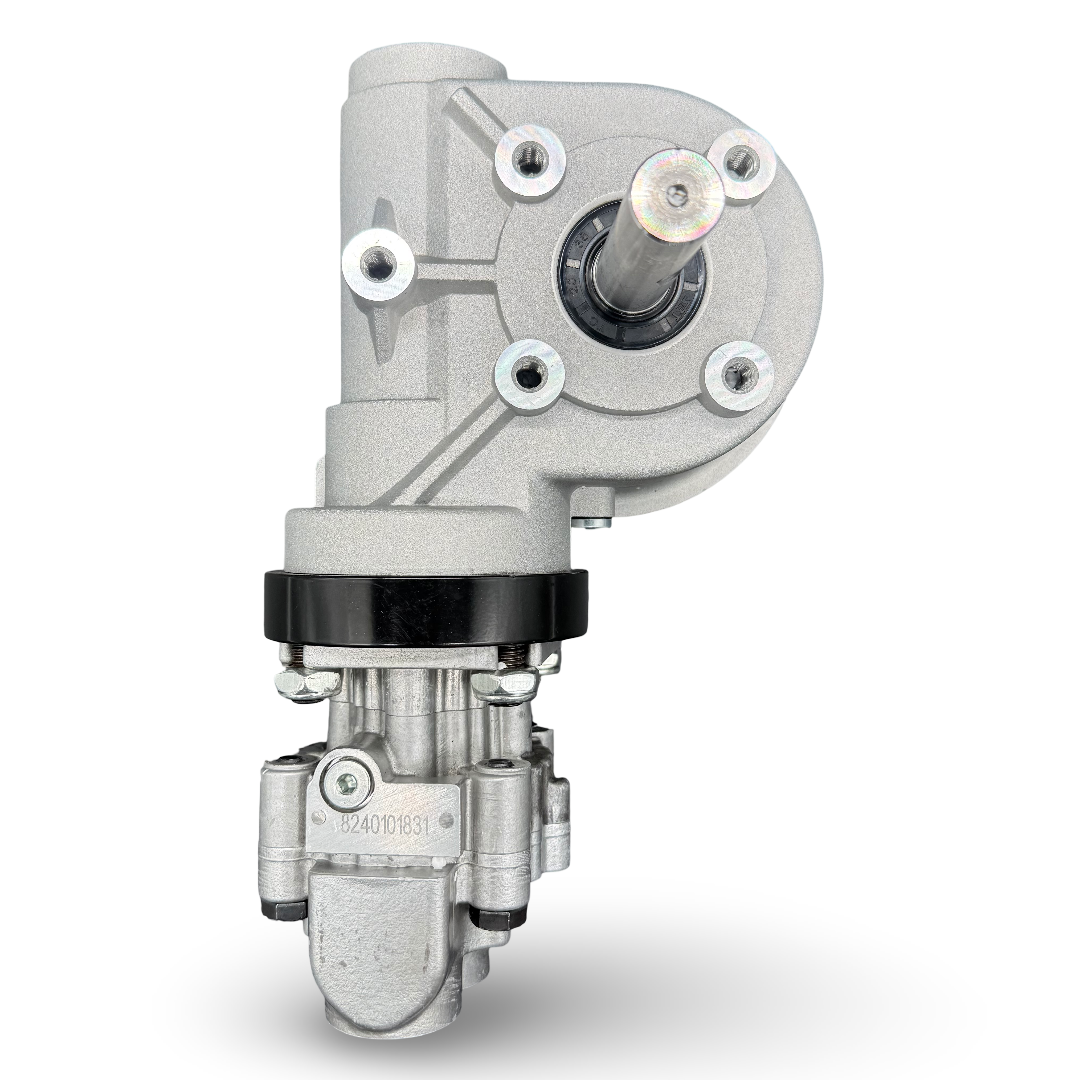 Hydraulic tarp motor on a white background