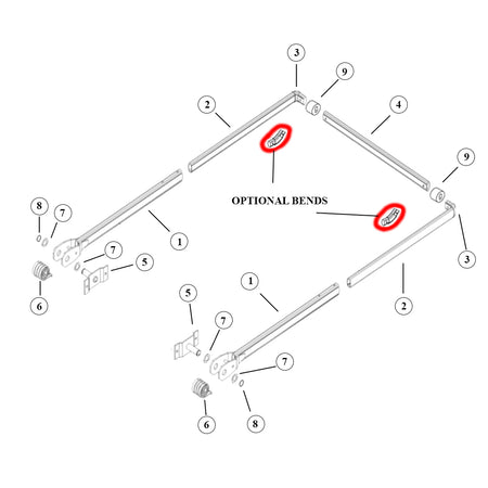 Illustration of an aluminum arm set for a truck with labeled components including lower arm, side arm, cross tube, and pivot pin, among others.
