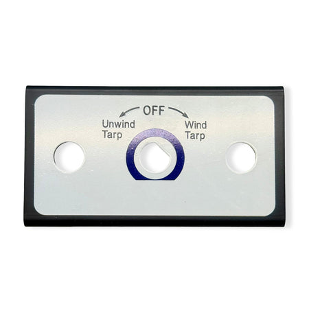 Front view of mounting plate that accepts a rotary switch, a 40 amp push breaker, and red pilot light.