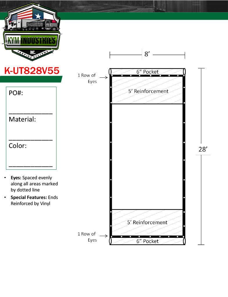 8' x 28' Straight Cut Multi-Mesh Auto Tarp for Roll-Offs – Kym