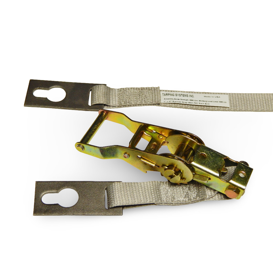 1" Ridge Strap and Ratchet Set with Flat Plate 46' Length