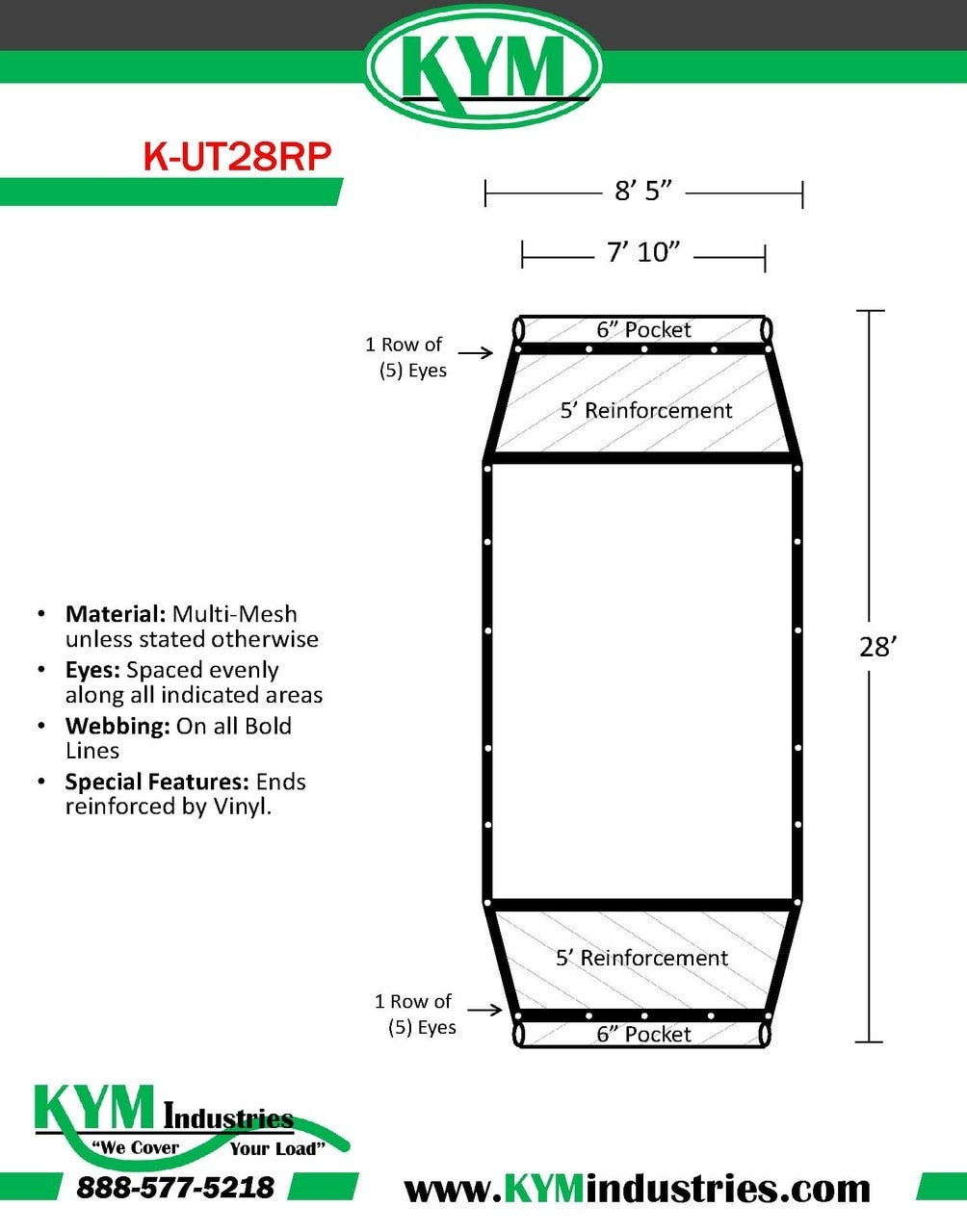 Pioneer Rack and Pinion Multi-Mesh Universal Auto Tarp with Flaps 8'5" X 28' - kym-industries